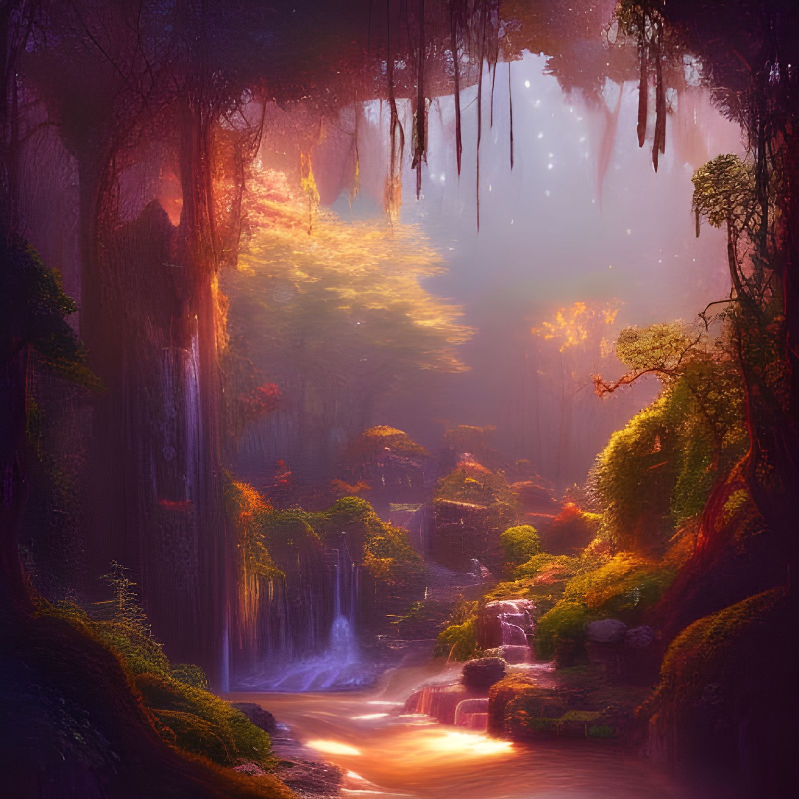 Fiery Lava Garden with Cornfields and Neon Colors