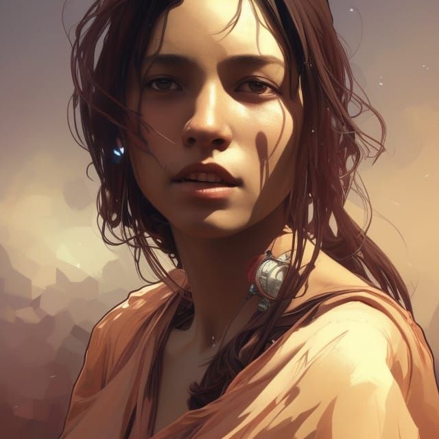 Refugee Women Portrait in Hyperdetailed Digital Art