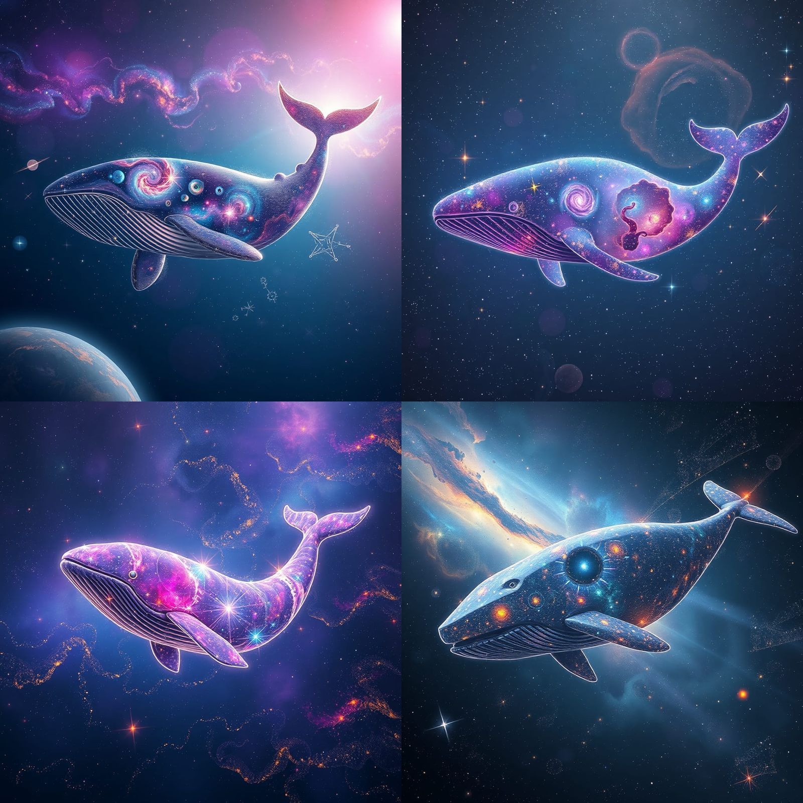 Celestial Whale Swimming Through Cosmic Ocean in 8K