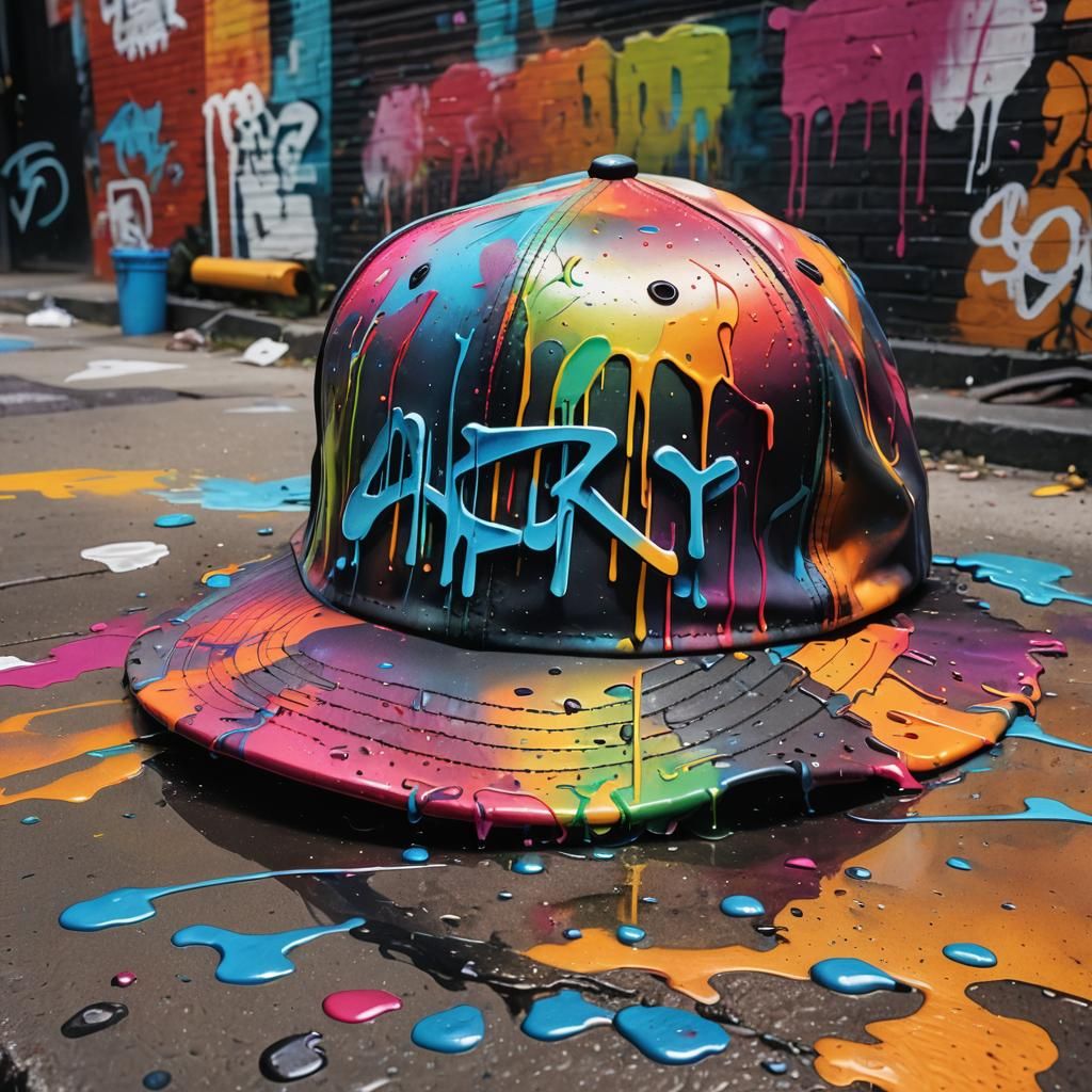 Nike Hat in Vibrant Graffiti Street Art