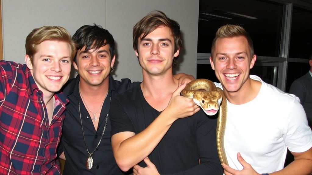 He's in a boy band which doesn't make much sense for a snake...