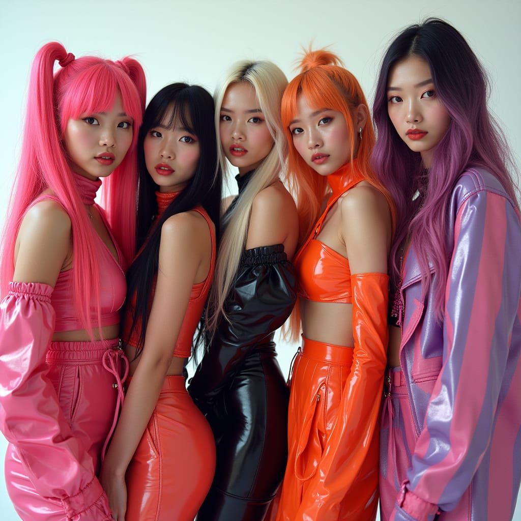 K-Pop Girl Group Blackpink in Vibrant Futuristic Style