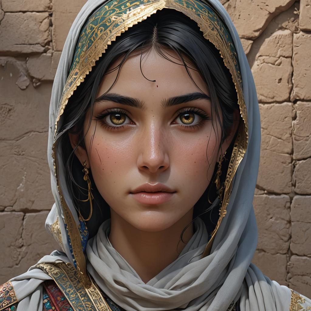 Beautiful Afghan Girl in 3D Anime Art