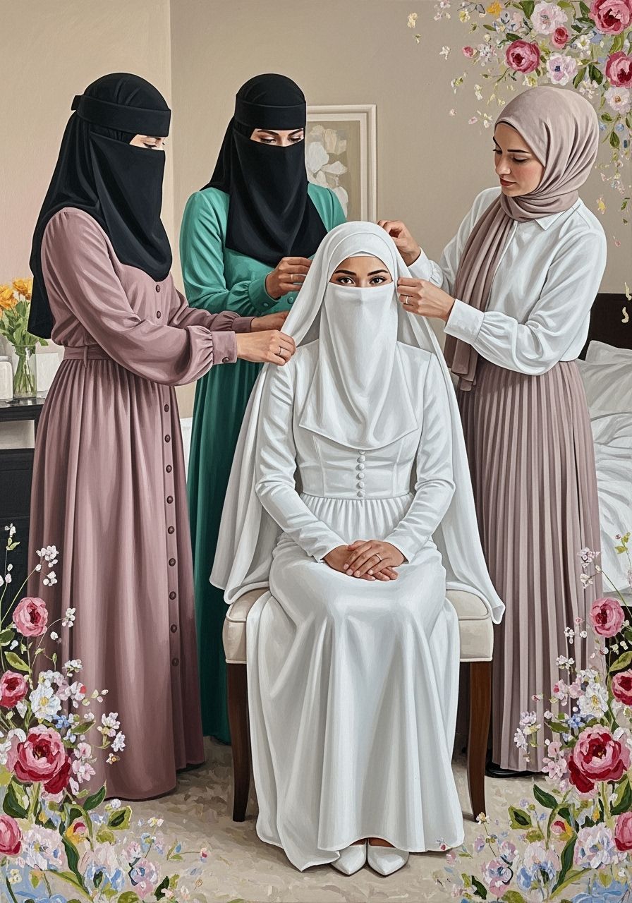 Swedish Bride Getting Ready, Floral Abstract Style