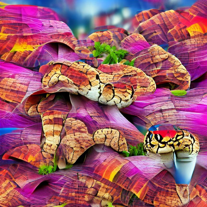 Colorful Mushroom Viper in a Beautiful Habitat