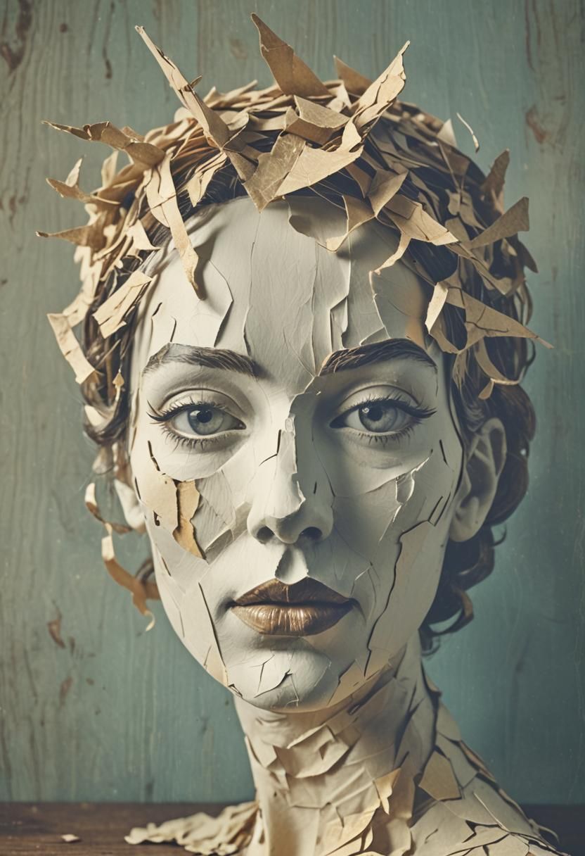 Surreal Paper Woman Portrait in Macro Photography