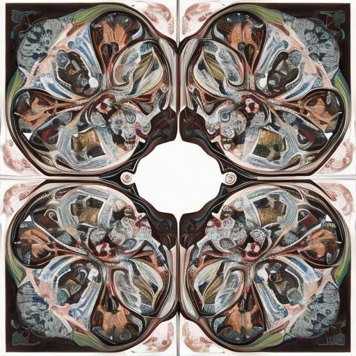 Psychedelic Patchwork Quilt in Baroque Surrealist Style