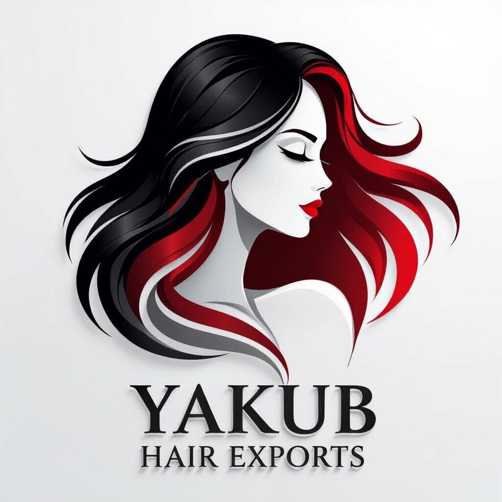Yakub Hair Exports Logo: Woman Profile with Flowing Hair