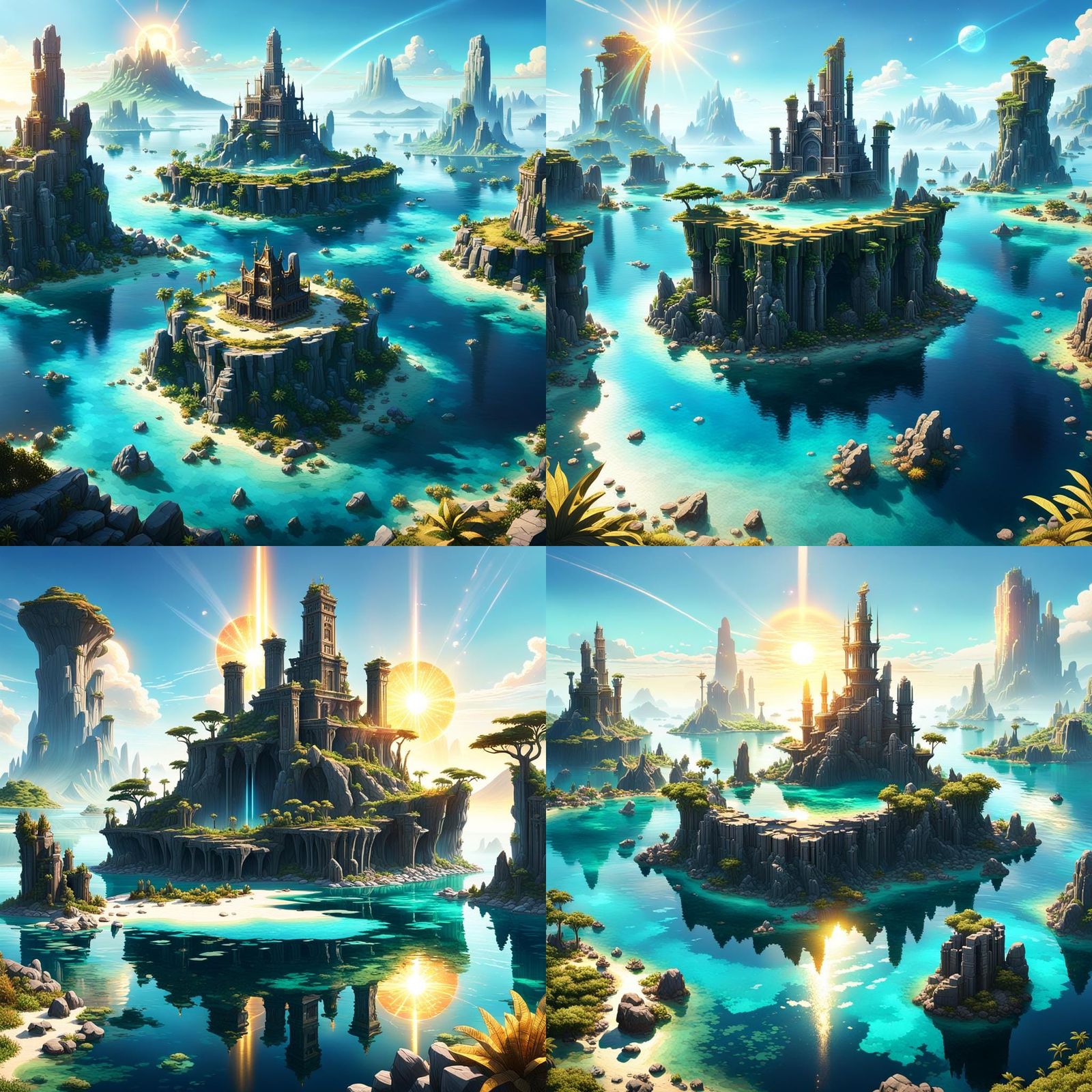 Magical Island with Twin Suns in Fantasy Art