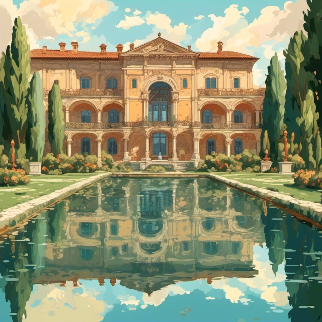 Italian Countryside Villa with Reflecting Pool