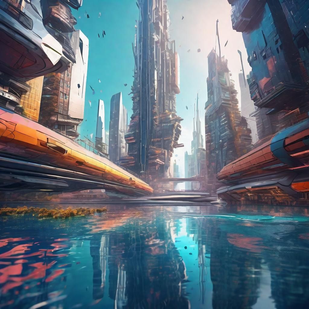 Futuristic Cityscape with Floating Architecture