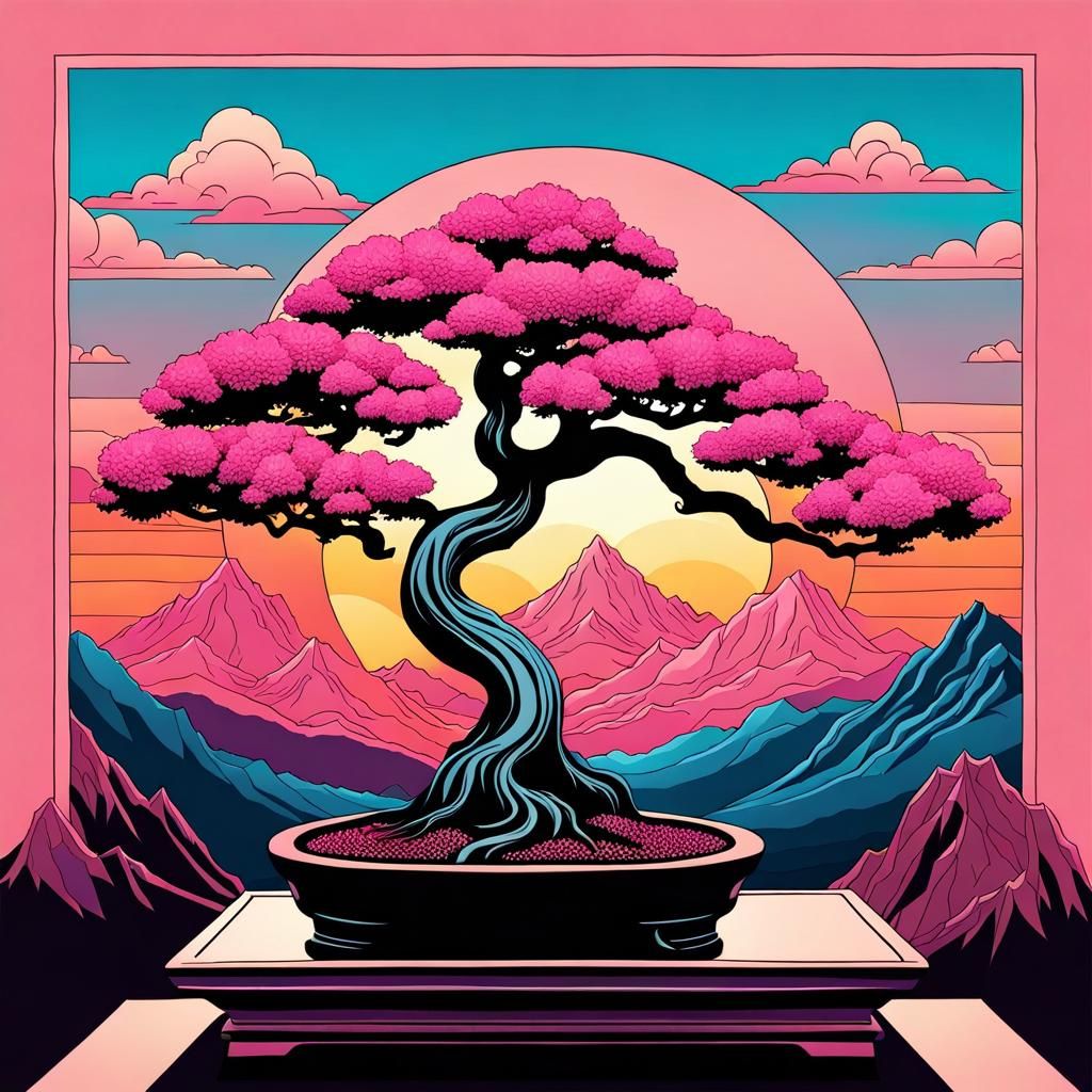 Pink bonsai tree
