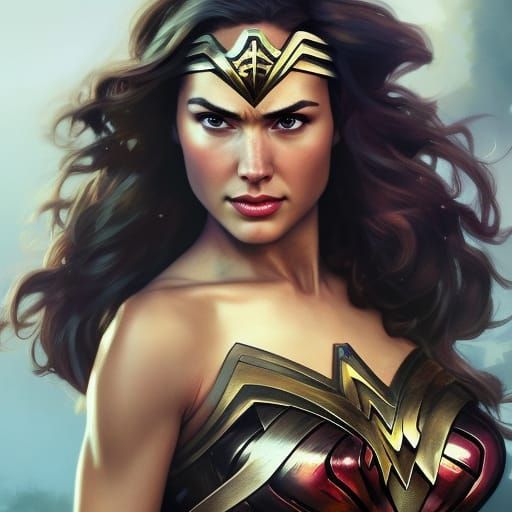 Wonder Woman Portrait in Hyperdetailed Digital Art