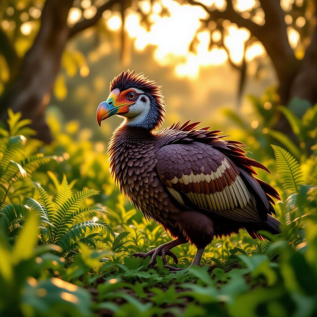 Vibrant Dodo Bird in Prehistoric Field