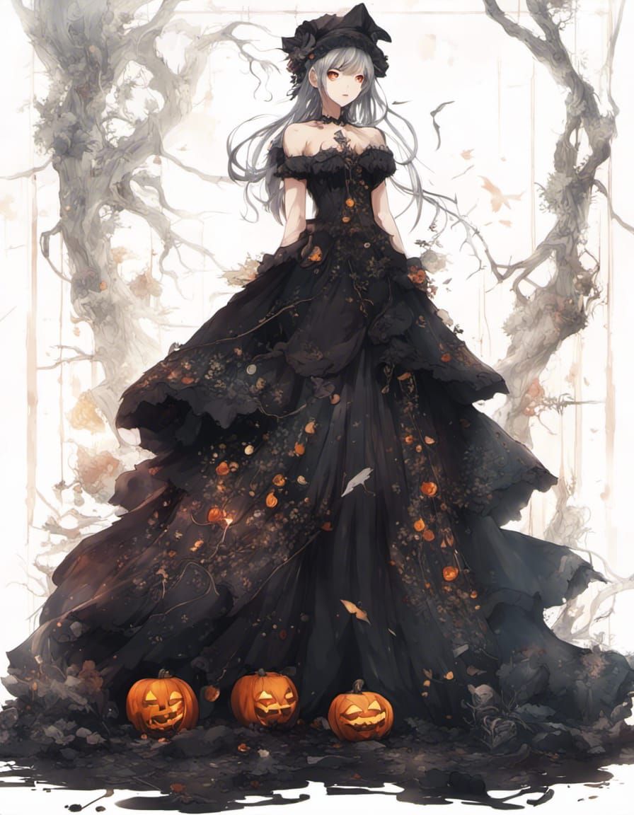 Halloween Summer Dress: Epic Anime Digital Painting