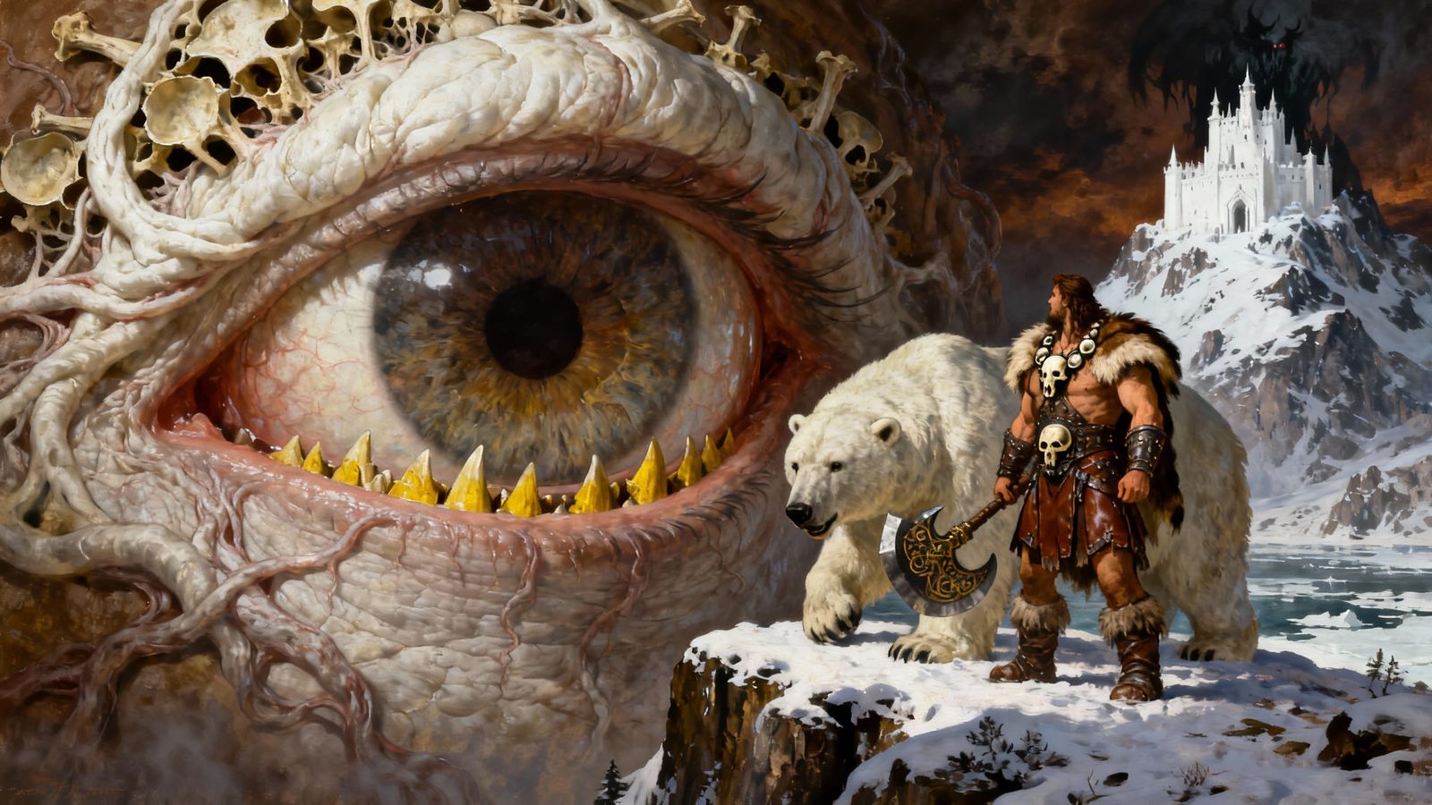 Nightmarish Eye and Barbarian in Baroque Style