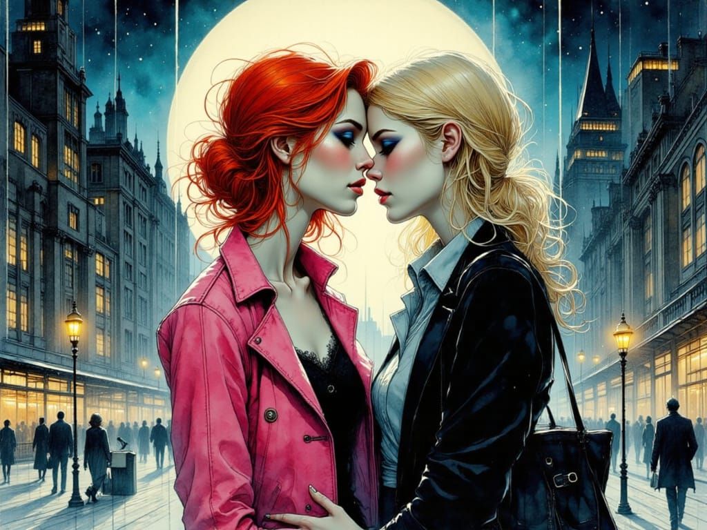 A farewell between lovers before one takes a train to visit ...