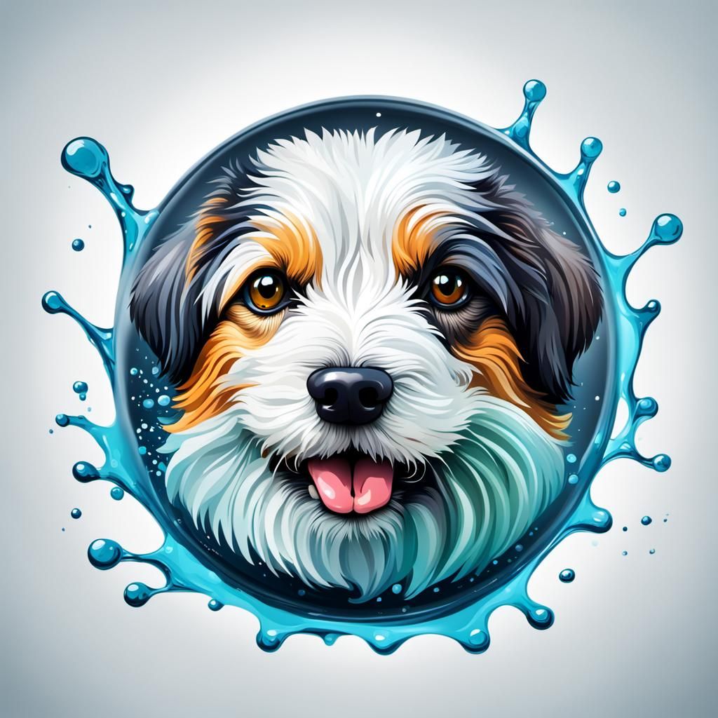 Fuzzy Dog Ball in Liquid Art Style