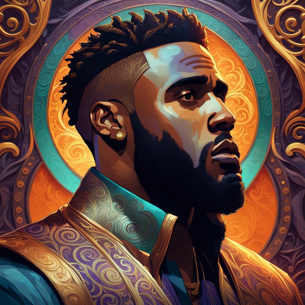 Ornate Portrait with Art Nouveau Influences