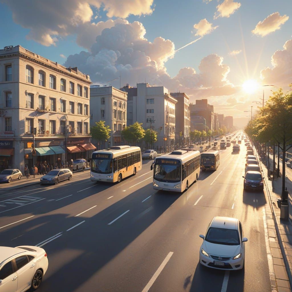 City Street in Anime Impressionist Style