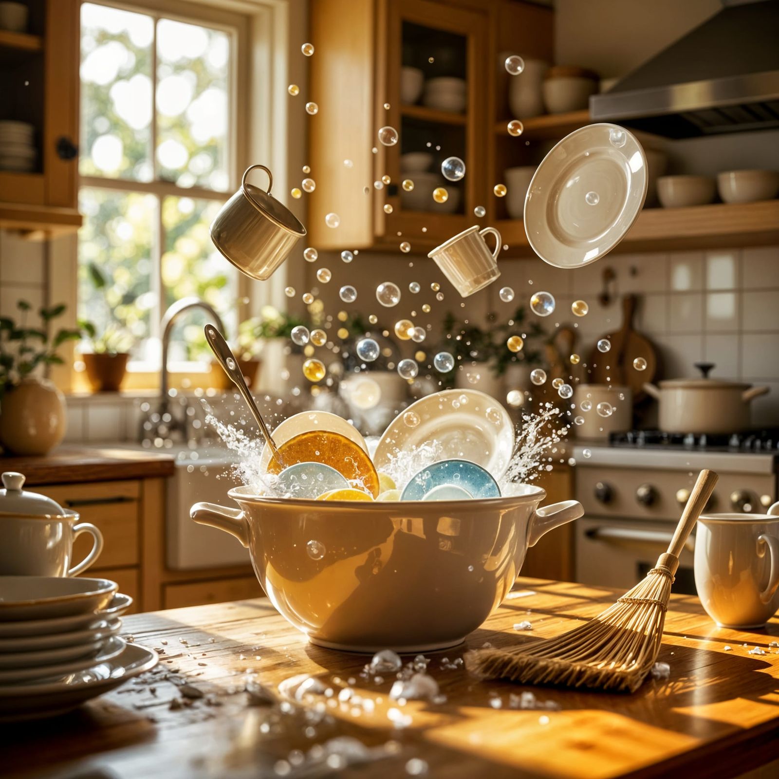 Enchanted Kitchen Symphony: Magical Dishwashing in Golden Li...