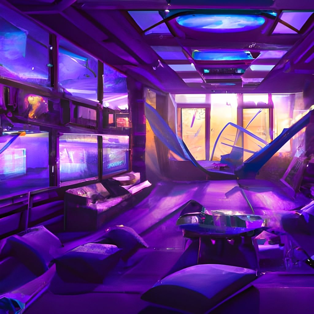 Purple Fantasy Room in Three-Point Perspective