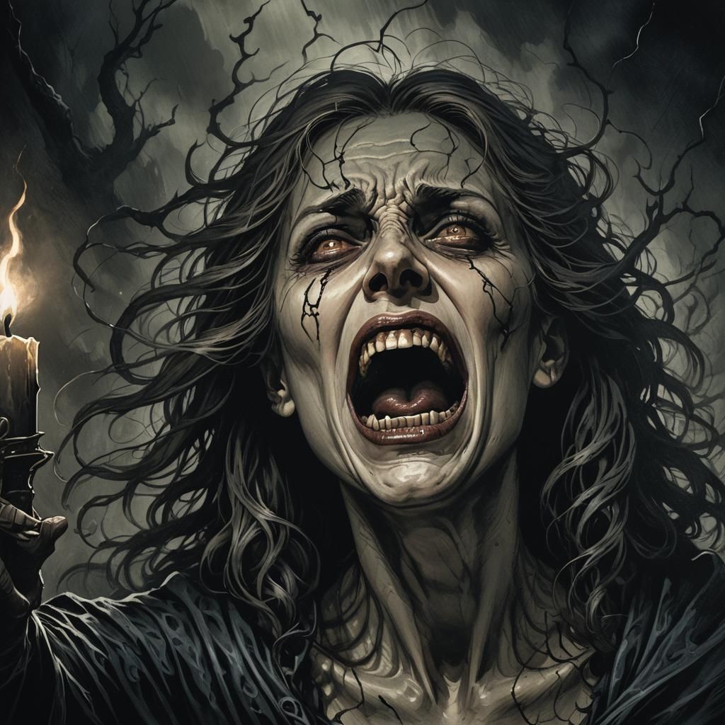 Tormented Woman Portrait in Dark Gothic Style