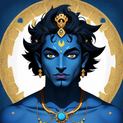 Krishna: Cute Boy in Vectorized Duotone Style