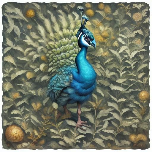 Proud Peacock Displaying Colorful Plumage