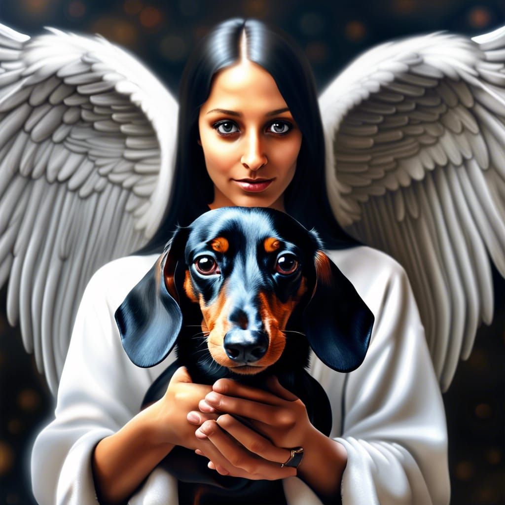 Angelic Dachshund Transfer: A Celestial Masterpiece Art Port...