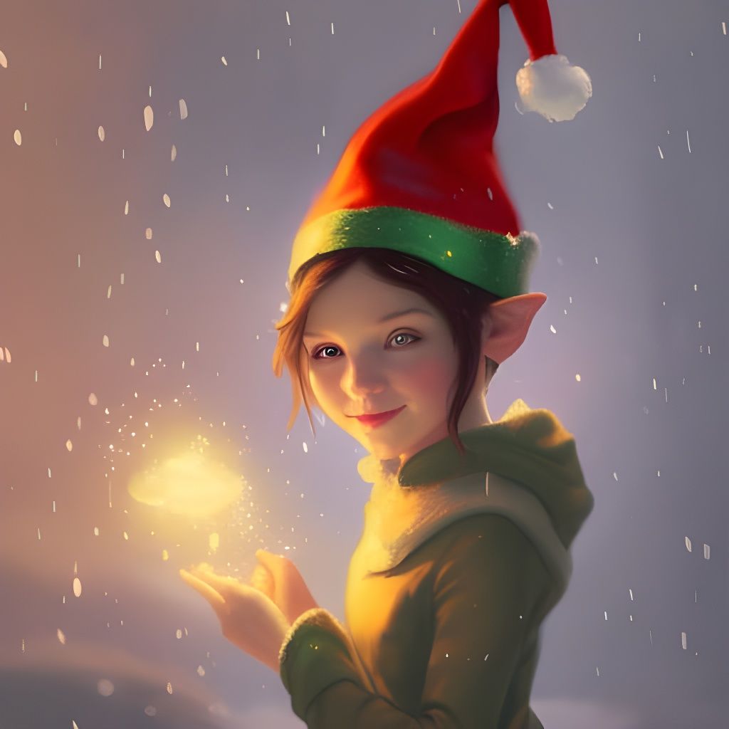 Christmas Elf Casting Snow Magic Portrait