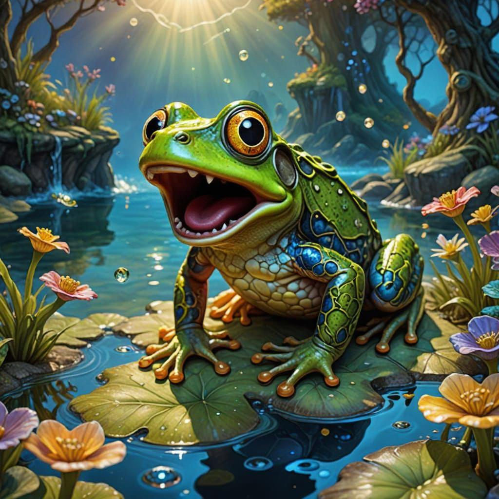 Fantasy Frog with Volumetric Lighting