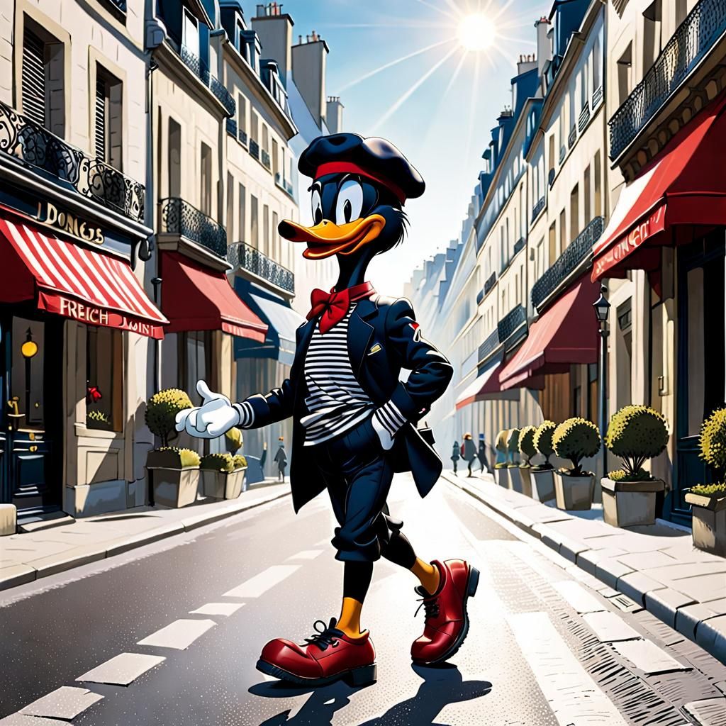 Daffy Duck in Paris: Comic Art Illustration