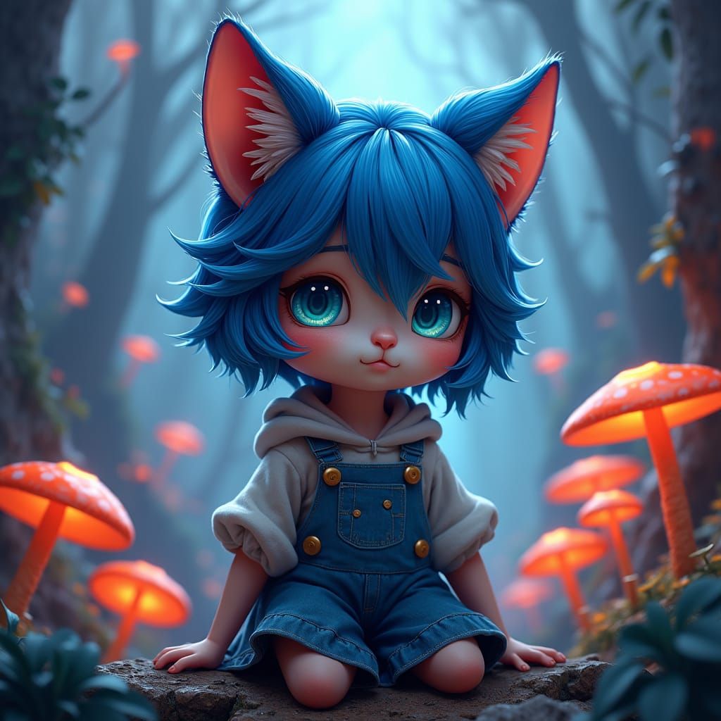 Cat Girl in Fantasy Landscape: Matte Painting
