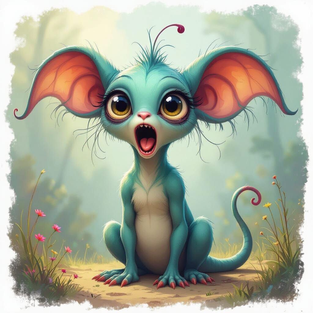 Whimsical Creature with Long Ears and Big Eyes