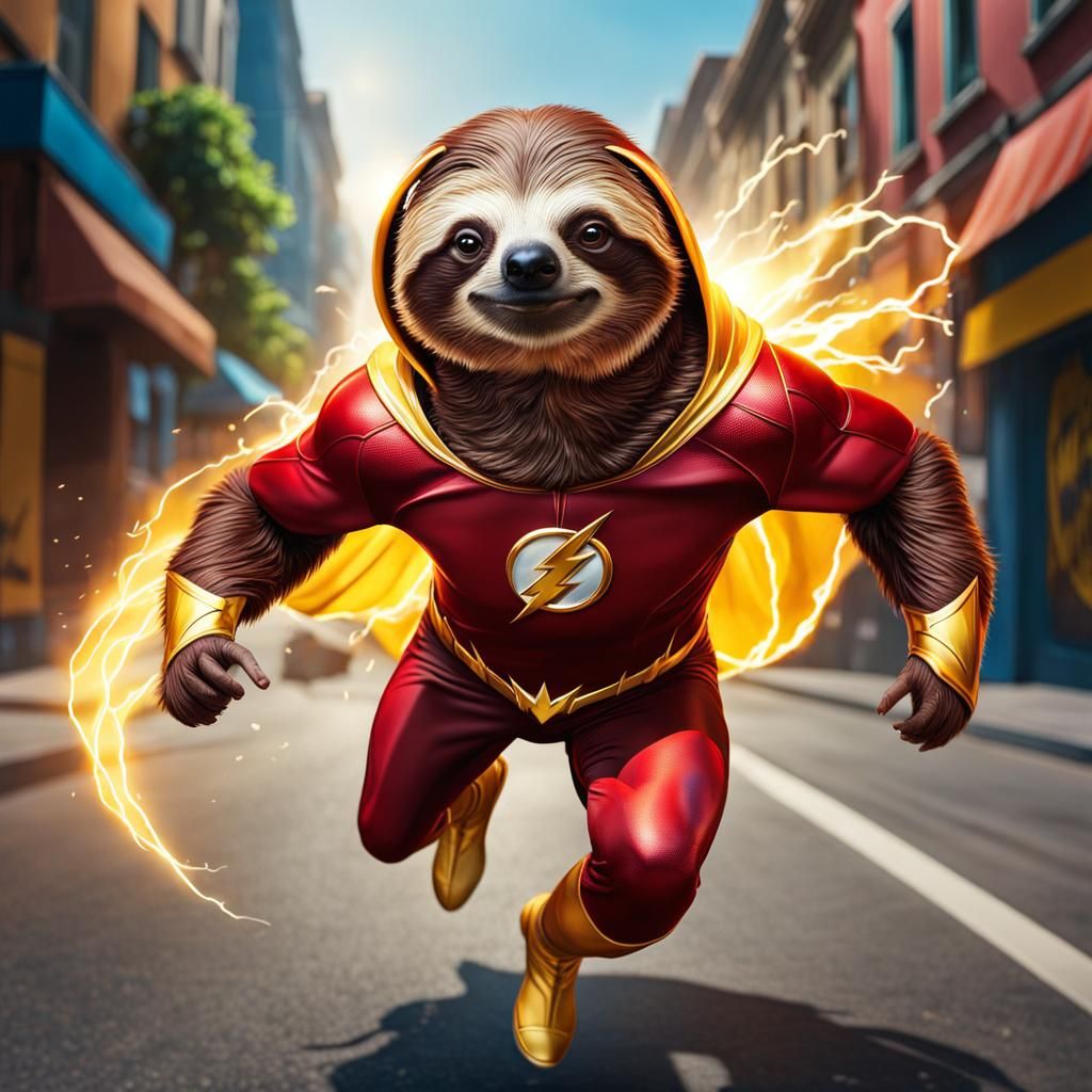 Hyperrealistic Flash Sloth Races Down the Street