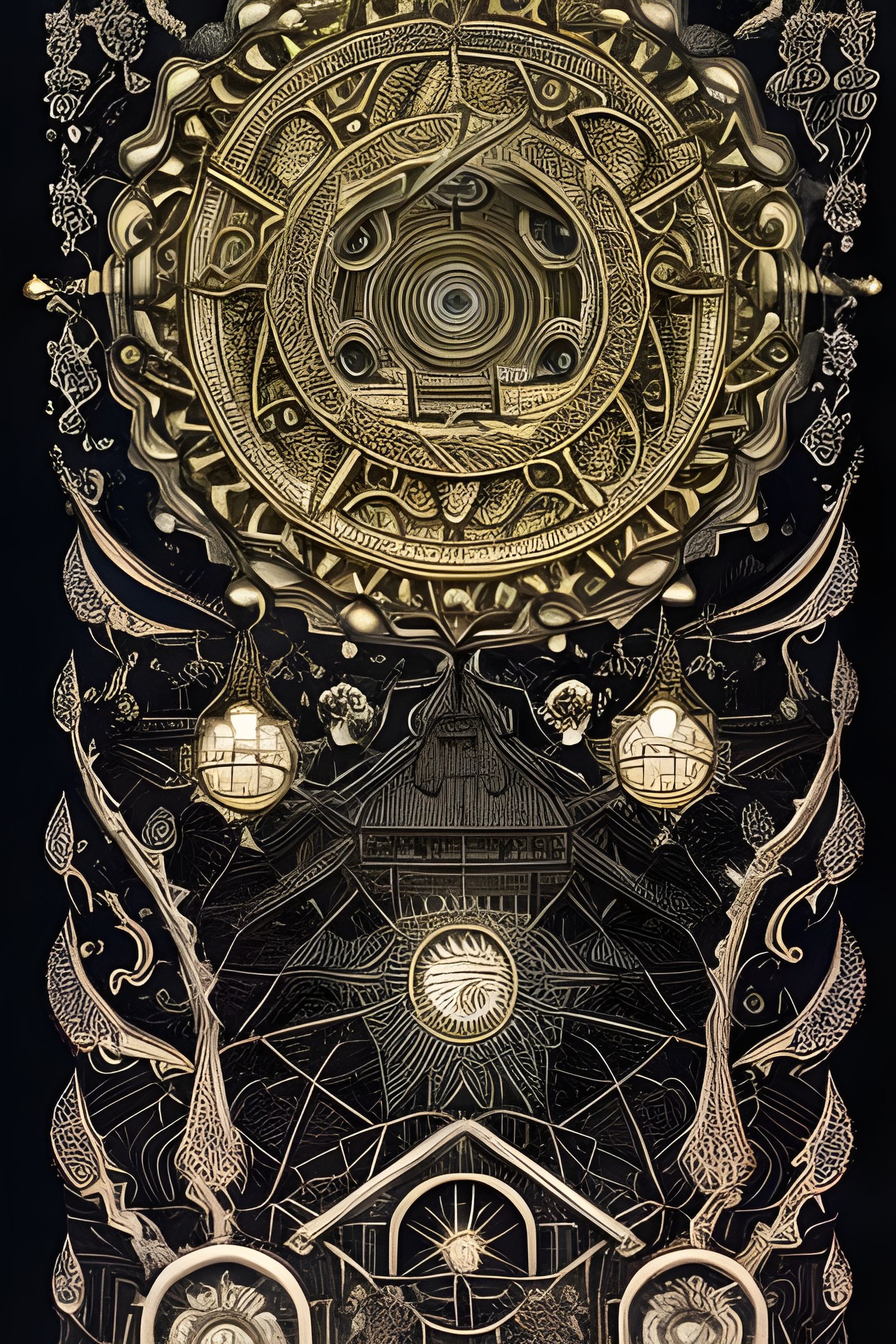 Intricate Celestial Illustration with Lightning