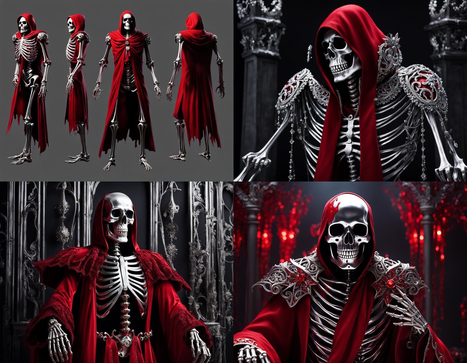 Scary Silver Skeleton in Red Robe
