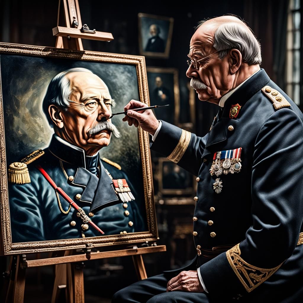 Otto von Bismarck Portrait in Hyperrealistic Style