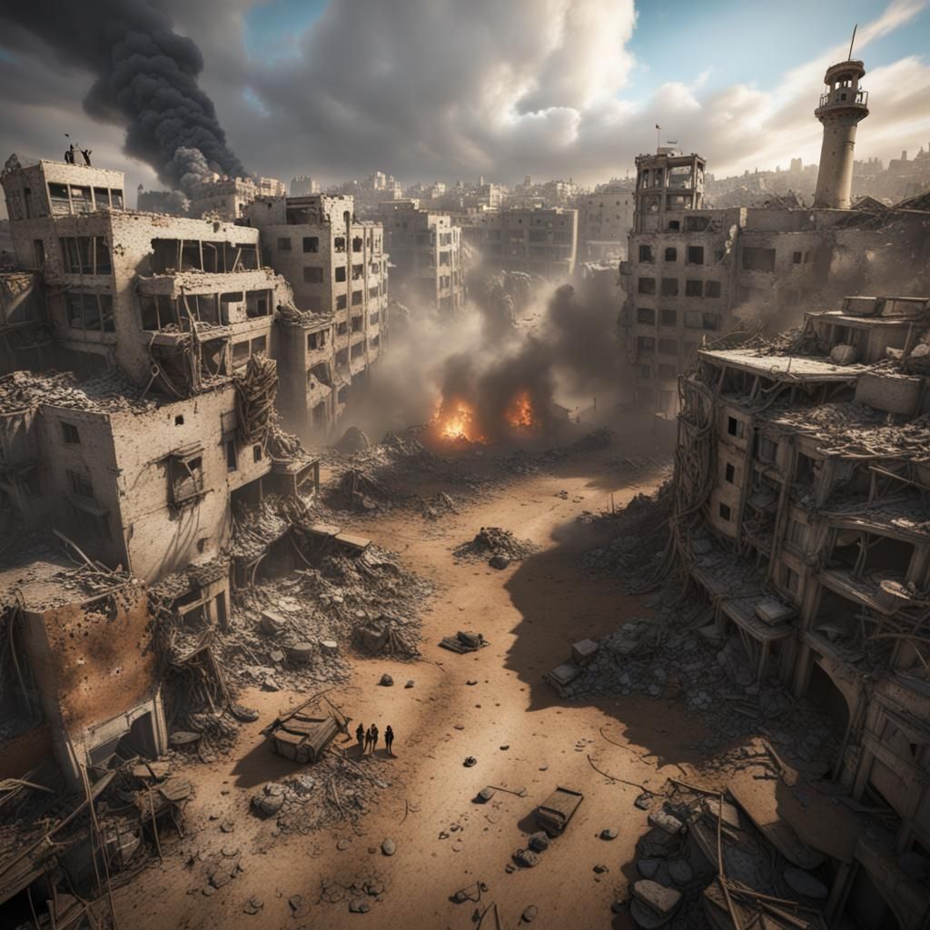 Detailed Matte Painting of Gaza Bombing