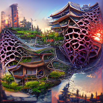 Solarpunk Cityscape: Organic Architecture of the Future