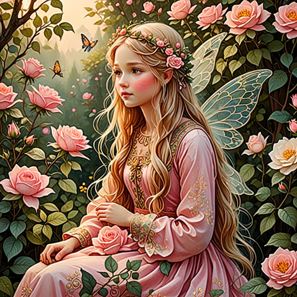 Wild Rose Fairy Girl