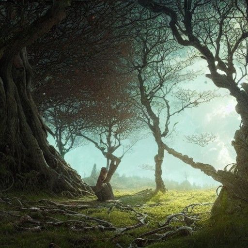 Windswept Branch Man: Hyperdetailed Digital Painting