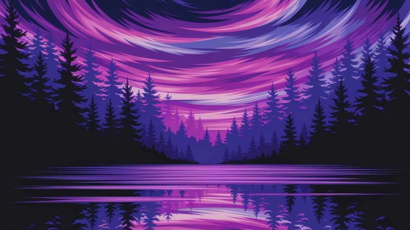 Mystical Forest Dusk Scene in Painterly Style