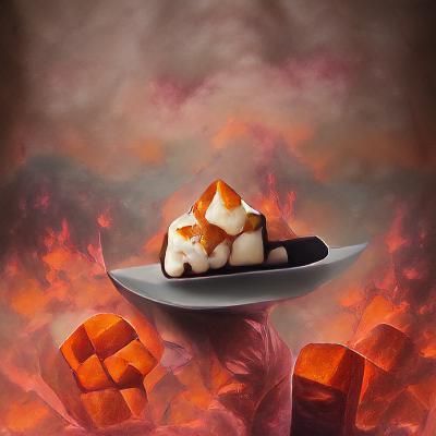 Sweet Potato Casserole with Marshmallows in Dramatic Lightin...