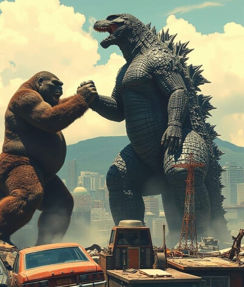 King Kong and Godzilla shake hands