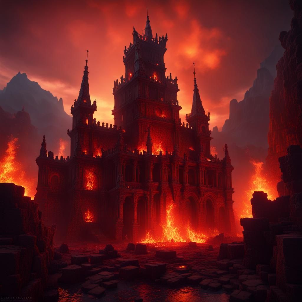 Spooky Ancient Hell Castle Minecraft with Hot Fire