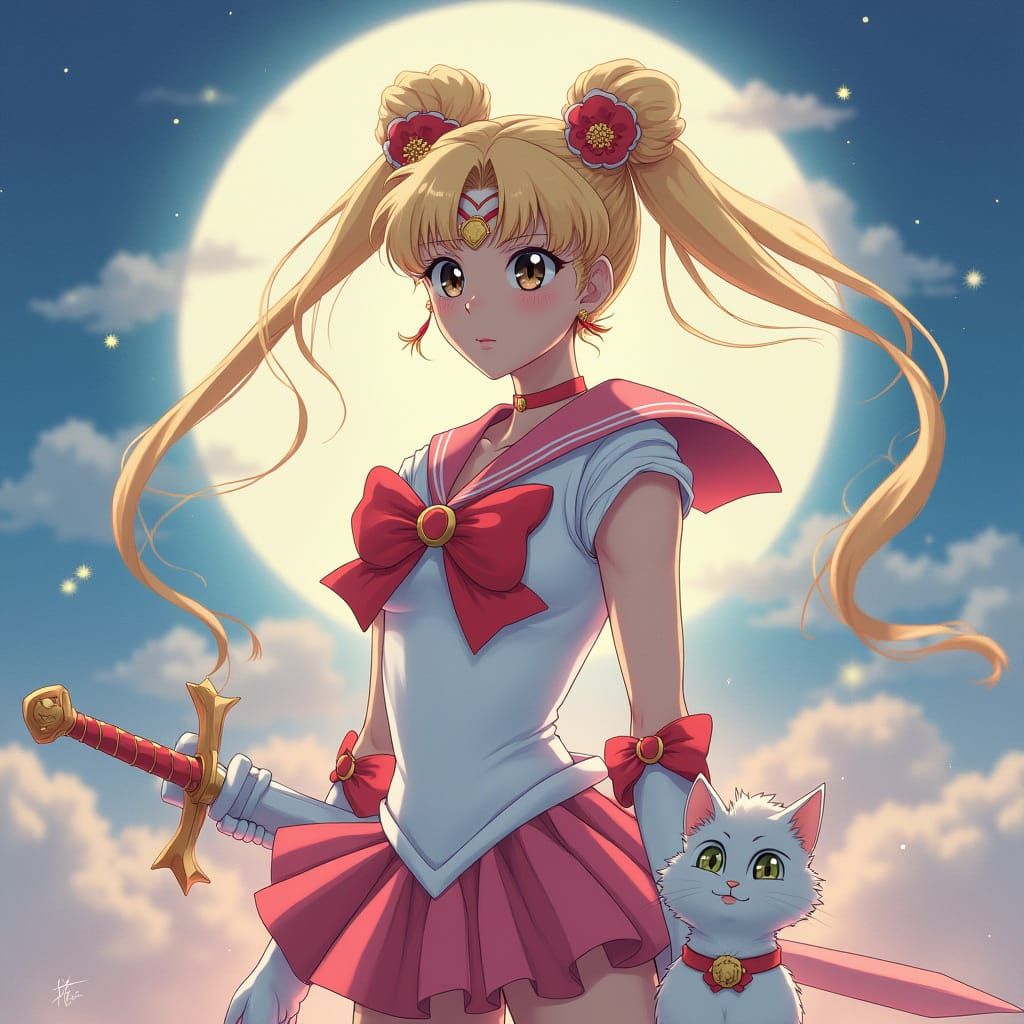 Sailor Venus in Iconic Sailor Fuku, Heroically Armed with Sw...
