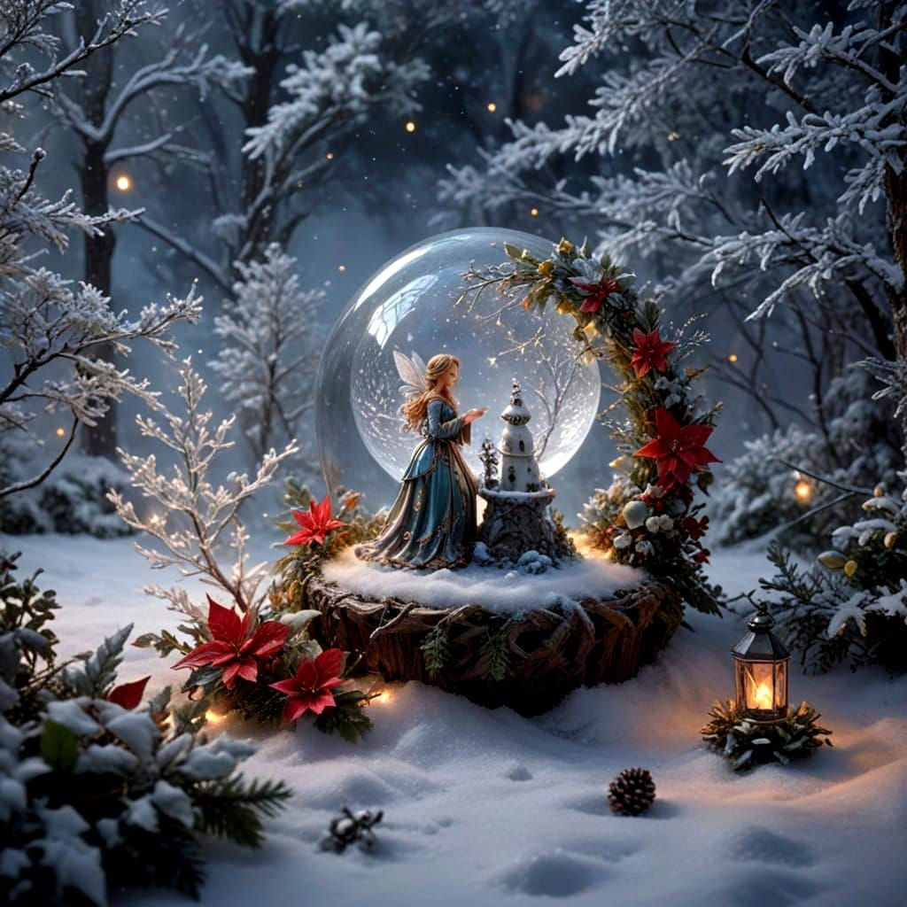 Winter Wonderland Fairy in a Snow Globe Scene