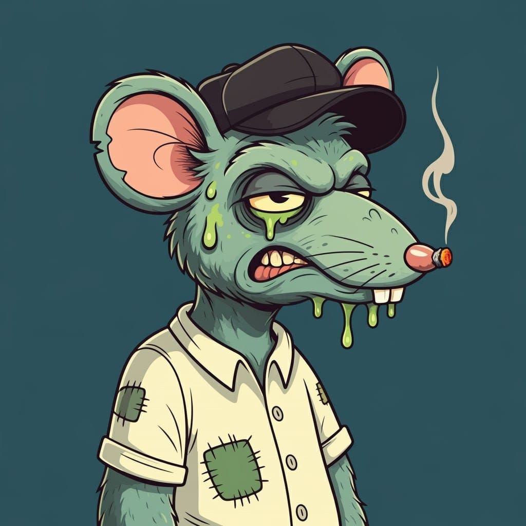 Cartoon Ratfink Monster with Green Slime